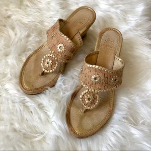 Jack Rogers cork wedge sandals 7.5 gold